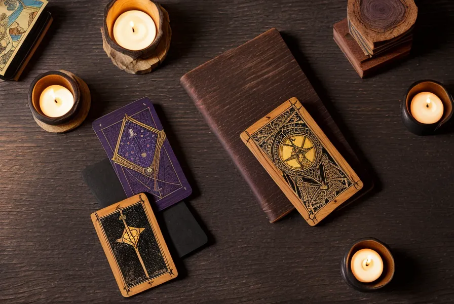 Gros plan sur les cartes de deniers du tarot de Marseille, suite emblématique du symbolisme terre
