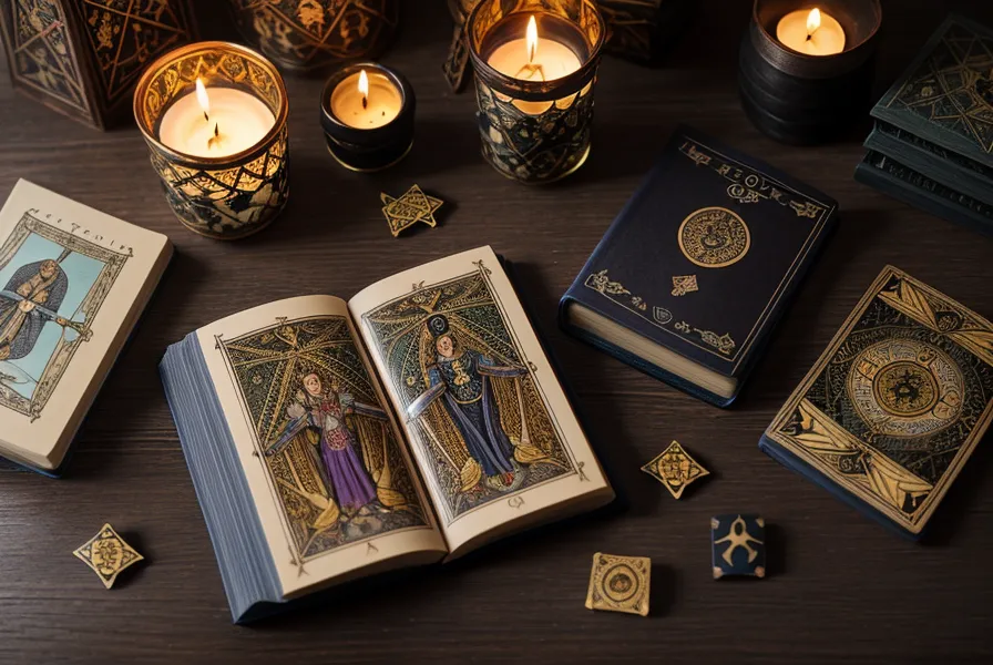 Nombres maîtres 11 et 22 entourés sur une feuille, à côté de cartes de tarot de Marseille
