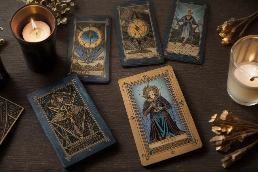 Trois arcanes majeurs du tarot de Marseille alignés pour un tirage rapide en ligne droite