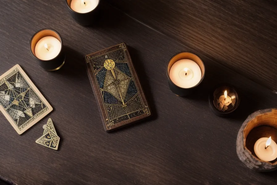 Carte de la Maison Dieu tenue en main au-dessus d'un carnet de notes de tirage tarot