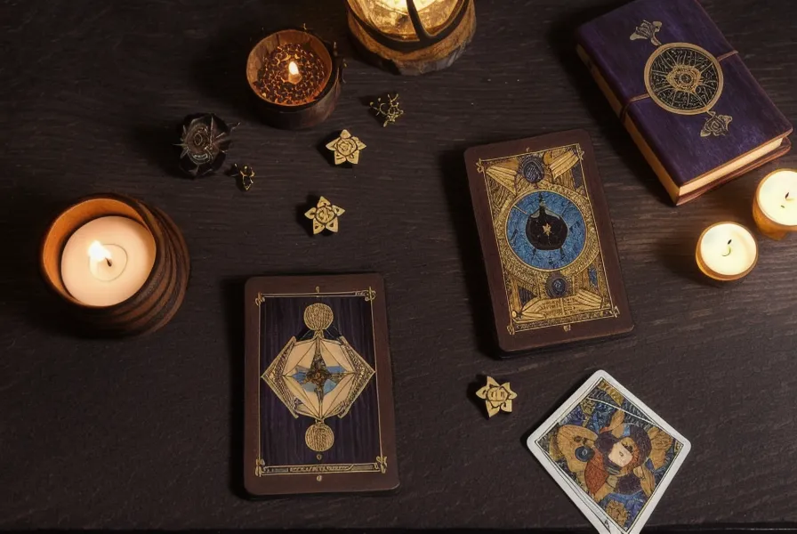Carnet de notes de tarot et de numérologie ouvert avec des calculs de chemin de vie