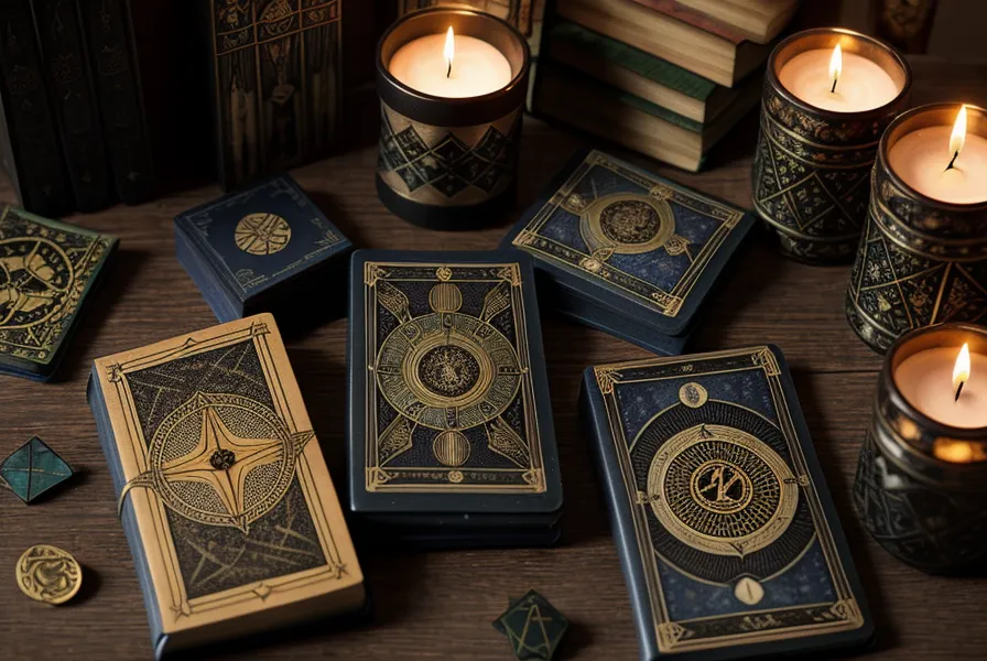 Interpréter la suite des coupes au tarot de Marseille : lecture symbolique des cartes d'eau sur une table de libraire