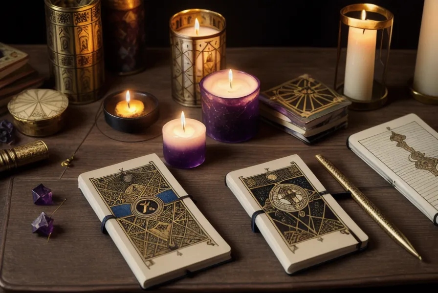 Mains mélangeant un jeu de tarot de Marseille avant un tirage de cartes symbolique