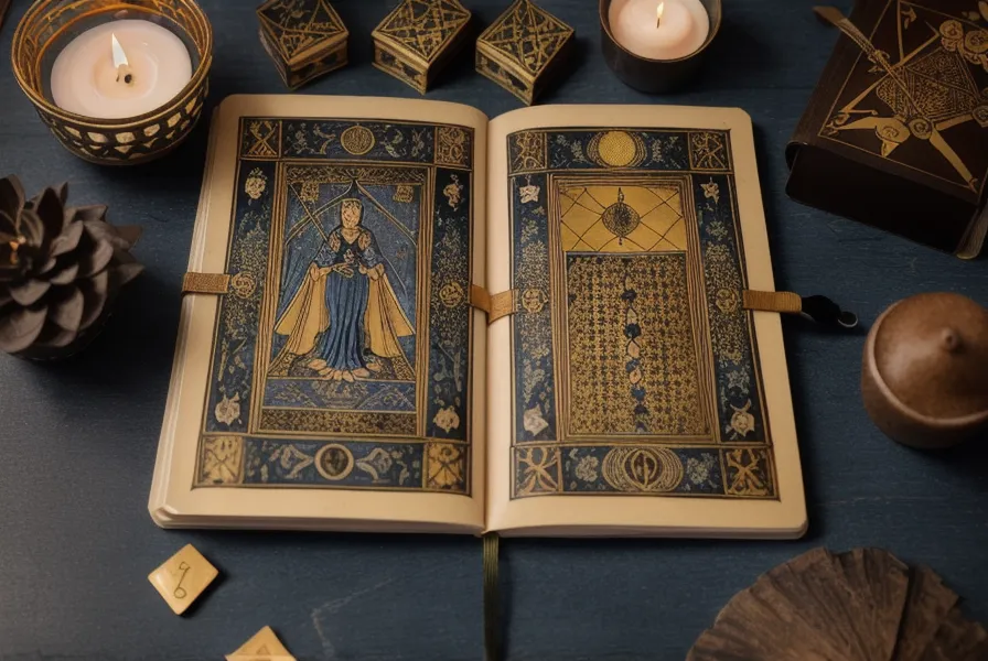 Chiffre 22, maître nombre de la numérologie, noté à la main à côté d'une lame de tarot de Marseille